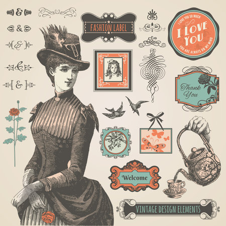 Set of vintage elementsのイラスト素材