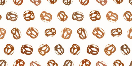 Cream vector repeat pattern with pretzel. Naturalistic. Seasonal.の写真素材