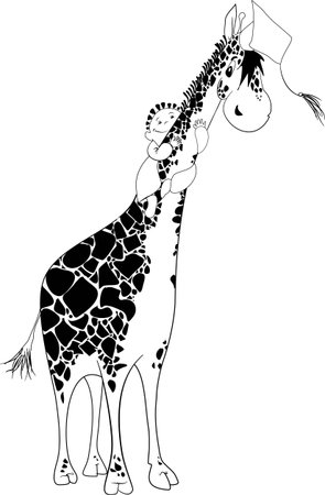 Aboard a giraffeのイラスト素材