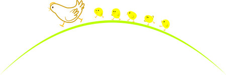 Hen and chicks - colorのイラスト素材