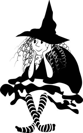 sitting witchのイラスト素材