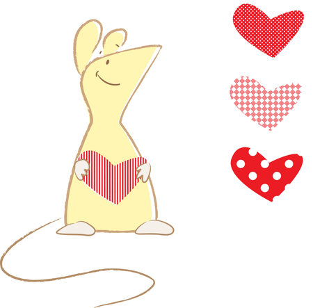Lovely mouse holding heartのイラスト素材