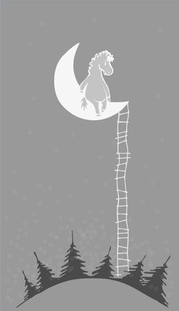 Horse on the moonのイラスト素材