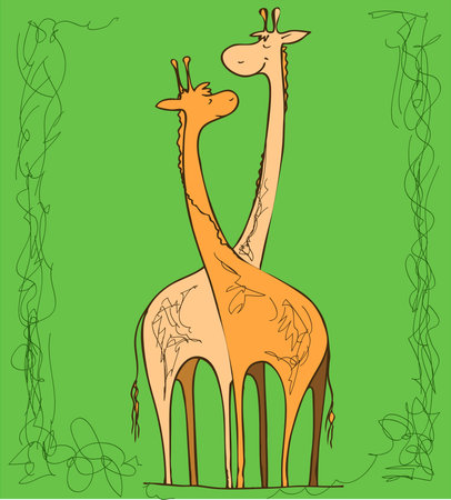Couple of giraffesのイラスト素材
