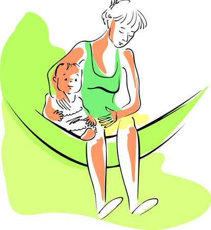 My friend with her daughterのイラスト素材