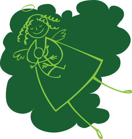 Green breastfeeding angel with the backgroundのイラスト素材