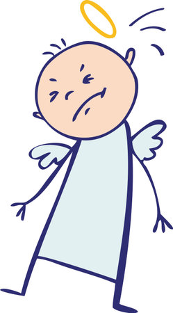 Baby angel hit by his nimbusのイラスト素材