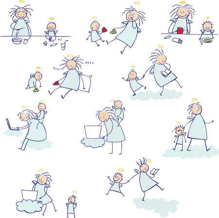 Moms are not angels setのイラスト素材
