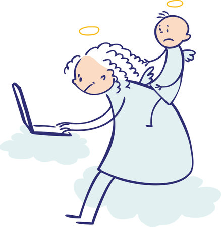 Moms are not angels  working, coloredのイラスト素材