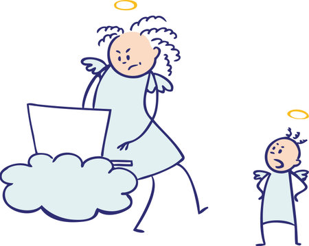 Moms are not angels  working again, coloredのイラスト素材