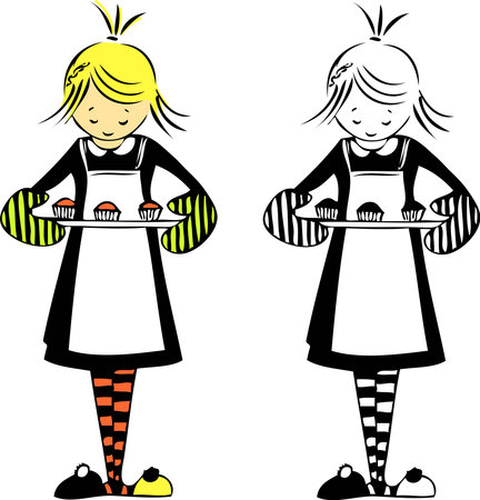 Girl with cupcakesのイラスト素材