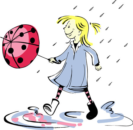 ladybug umbrellaのイラスト素材