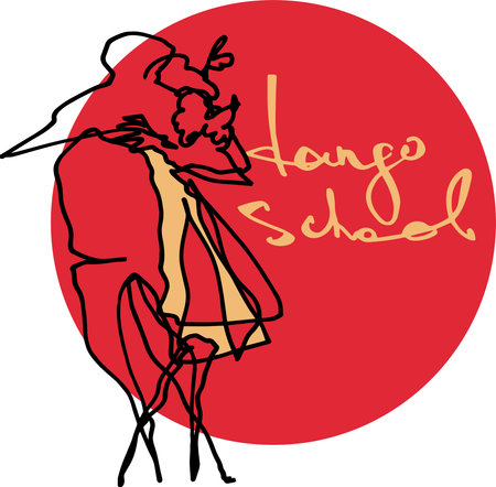 Tango couple with lettering, perfect design for tango events - marathons, festivals, workshops, milongas, coursesのイラスト素材
