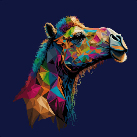 Vector colorful camel in pop art styleのイラスト素材
