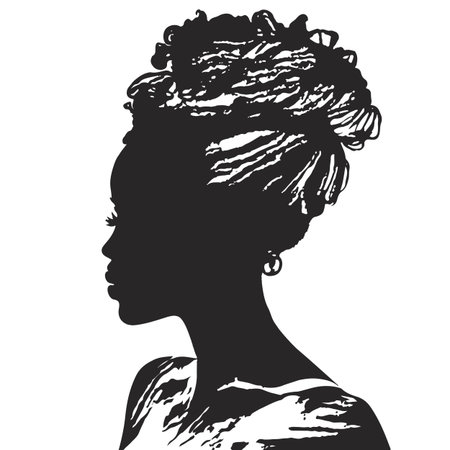 Vector classic portrait black woman silhouetteのイラスト素材