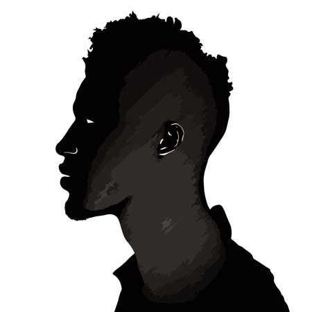Vector classic portrait black man silhouetteのイラスト素材