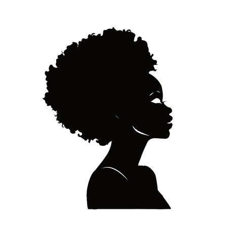 Vector classic portrait black woman silhouetteのイラスト素材