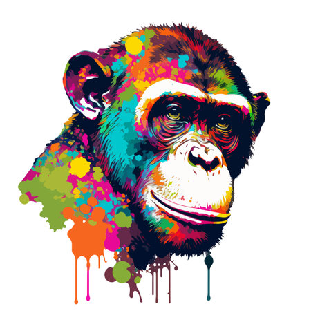 Vector colorful illustration gorilla in pop art portrait styleのイラスト素材