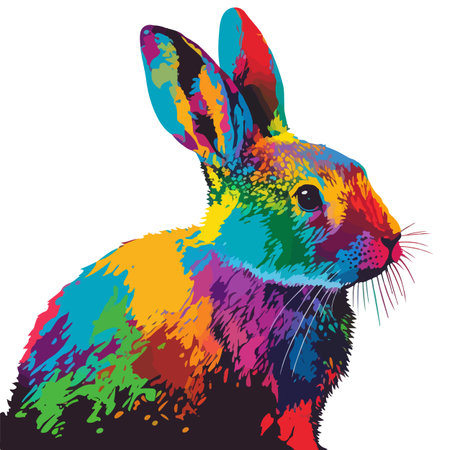 Vector colorful illustration rabbit in pop art portrait styleのイラスト素材