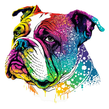 Vector colorful bulldog on pop art style.のイラスト素材