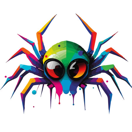 Vector colorful spider on pop art style.のイラスト素材