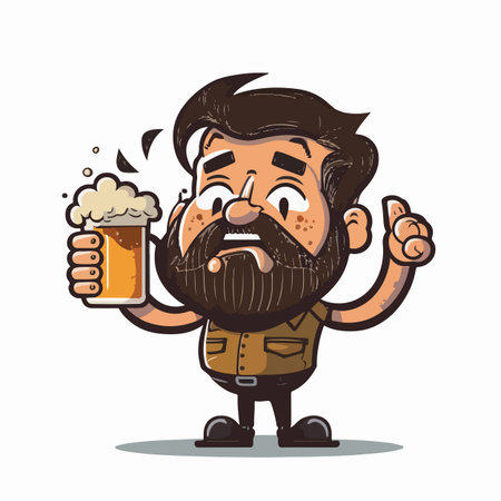 Happy man holding beer cartoon vector illustrationのイラスト素材