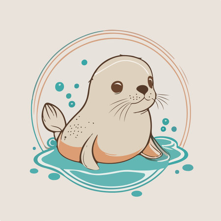 Cute seal cartoon vector illustrationのイラスト素材