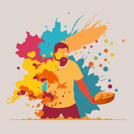 Holi festival celebrating flat vector illustrationのイラスト素材
