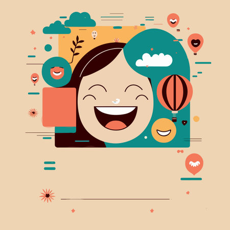 International Day of Happiness flat vector illustrationのイラスト素材