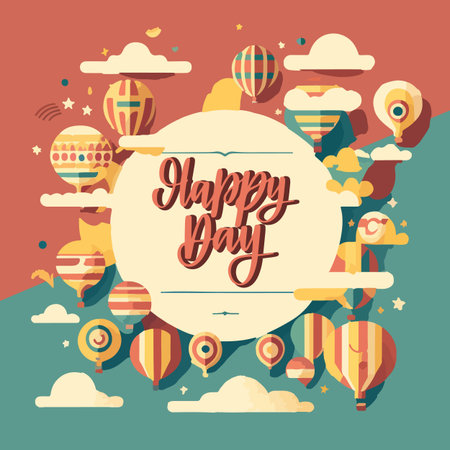 International Day of Happiness flat vector illustrationのイラスト素材