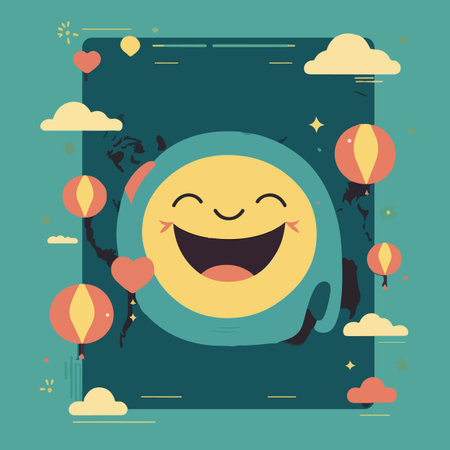 International Day of Happiness flat vector illustrationのイラスト素材