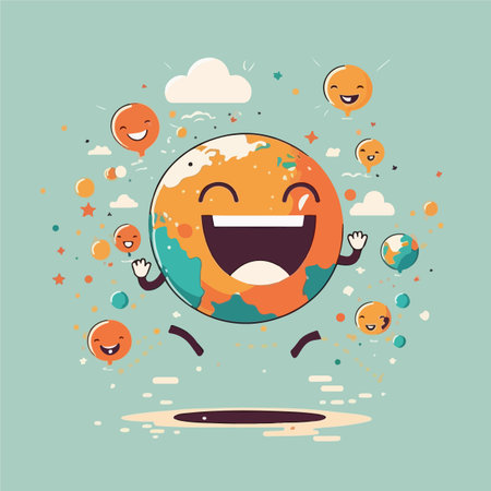International Day of Happiness flat vector illustrationのイラスト素材
