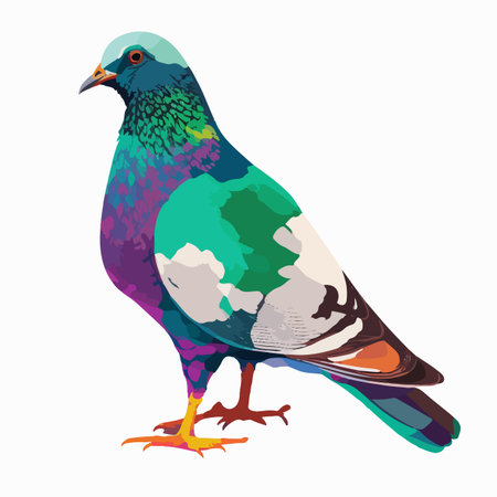 Colorful pigeon pop art style vector illustrationのイラスト素材