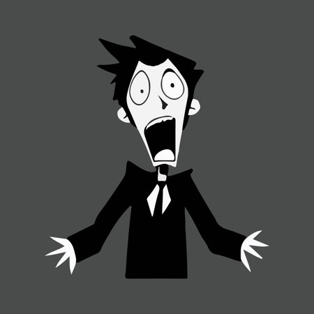 Black and white comic cartoon character vector illustration with isolated backgroundのイラスト素材