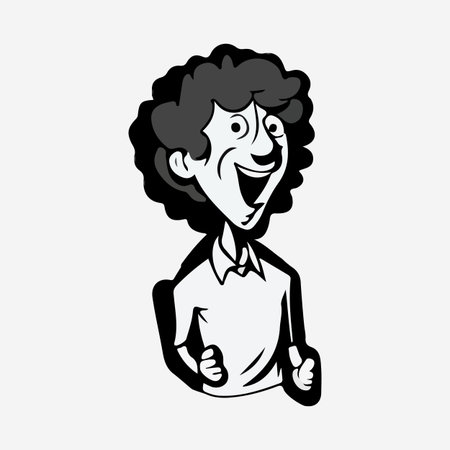 Black and white comic cartoon character vector illustration with isolated backgroundのイラスト素材