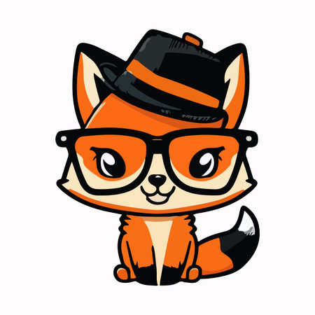 Cute fox cartoon style flat vector illustration with isolated backgroundのイラスト素材