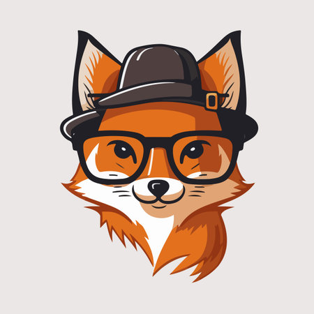 Cute fox cartoon style flat vector illustration with isolated backgroundのイラスト素材
