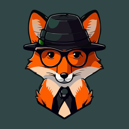 Cute fox cartoon style flat vector illustration with isolated backgroundのイラスト素材