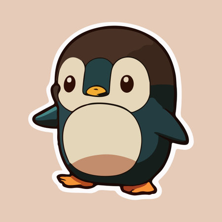 Cute Baby Penguin love and happy expression sticker, flat cartoon style vector illustration with isolated backgroundのイラスト素材