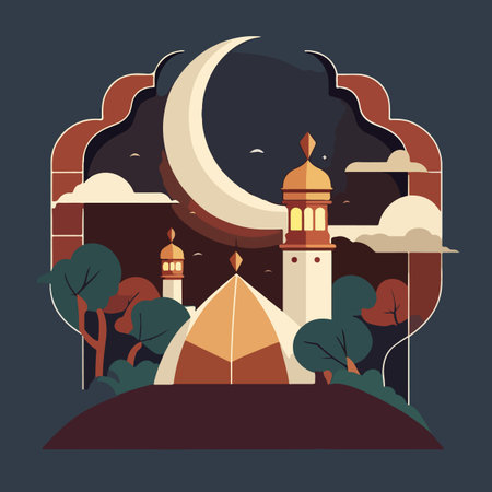 Ramadan Kareem flat vector illustrationのイラスト素材