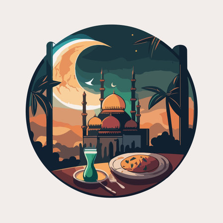 Ramadan Kareem flat vector illustrationのイラスト素材