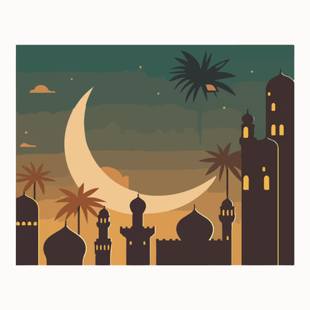 Ramadan Kareem flat vector illustrationのイラスト素材