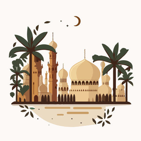 Ramadan Kareem flat vector illustrationのイラスト素材