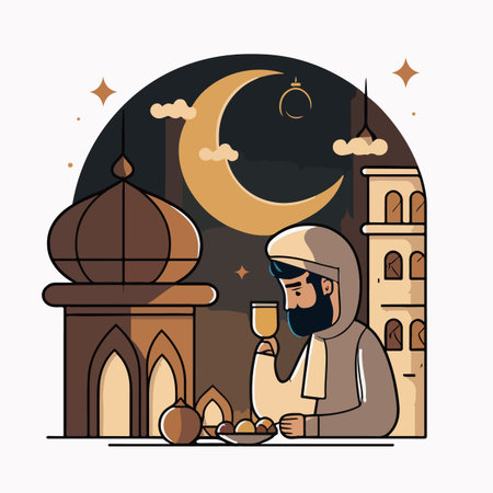 Ramadan Kareem flat vector illustrationのイラスト素材