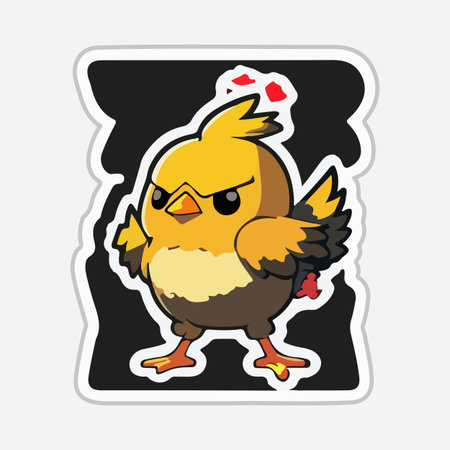 Cute Chicken love and happy expression sticker, flat cartoon style vector illustration with isolated backgroundのイラスト素材