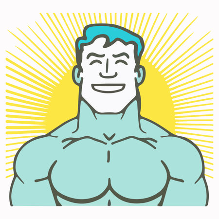 Positive face man upper body icon vector illustrationのイラスト素材