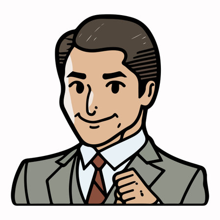 Positive face business man upper body icon vector illustrationのイラスト素材