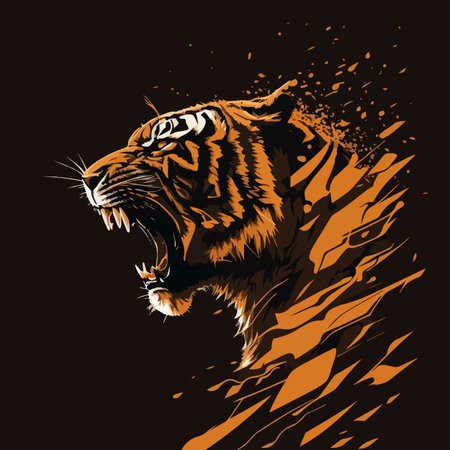 Roaring tiger head vector illustrationのイラスト素材