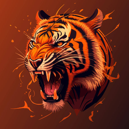 Roaring tiger head vector illustrationのイラスト素材