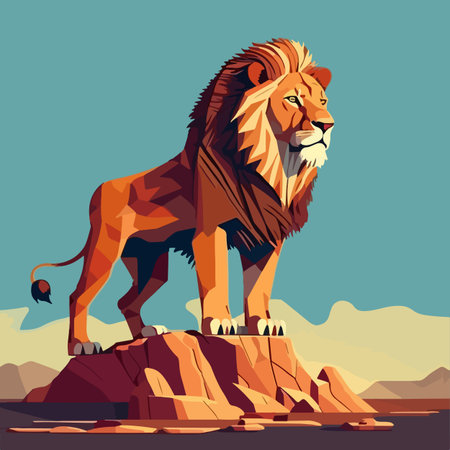 Lion cartoon vector illustrationのイラスト素材